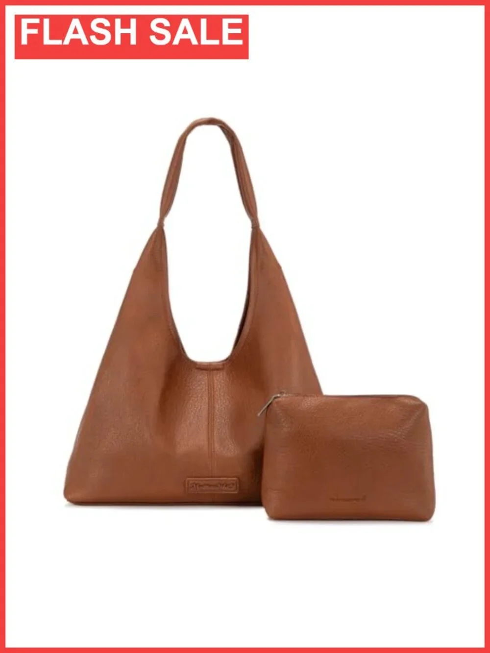 Soft PU Leather Slouchy Hobo Shoulder Bag Tote with Pouch